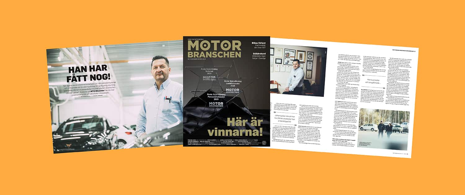 Intervju i tidningen Motorbranschen med Jovica, ”Johan”, Andonov på MTO Bilcenter. Skribent Ing-Cathrin Nilsson